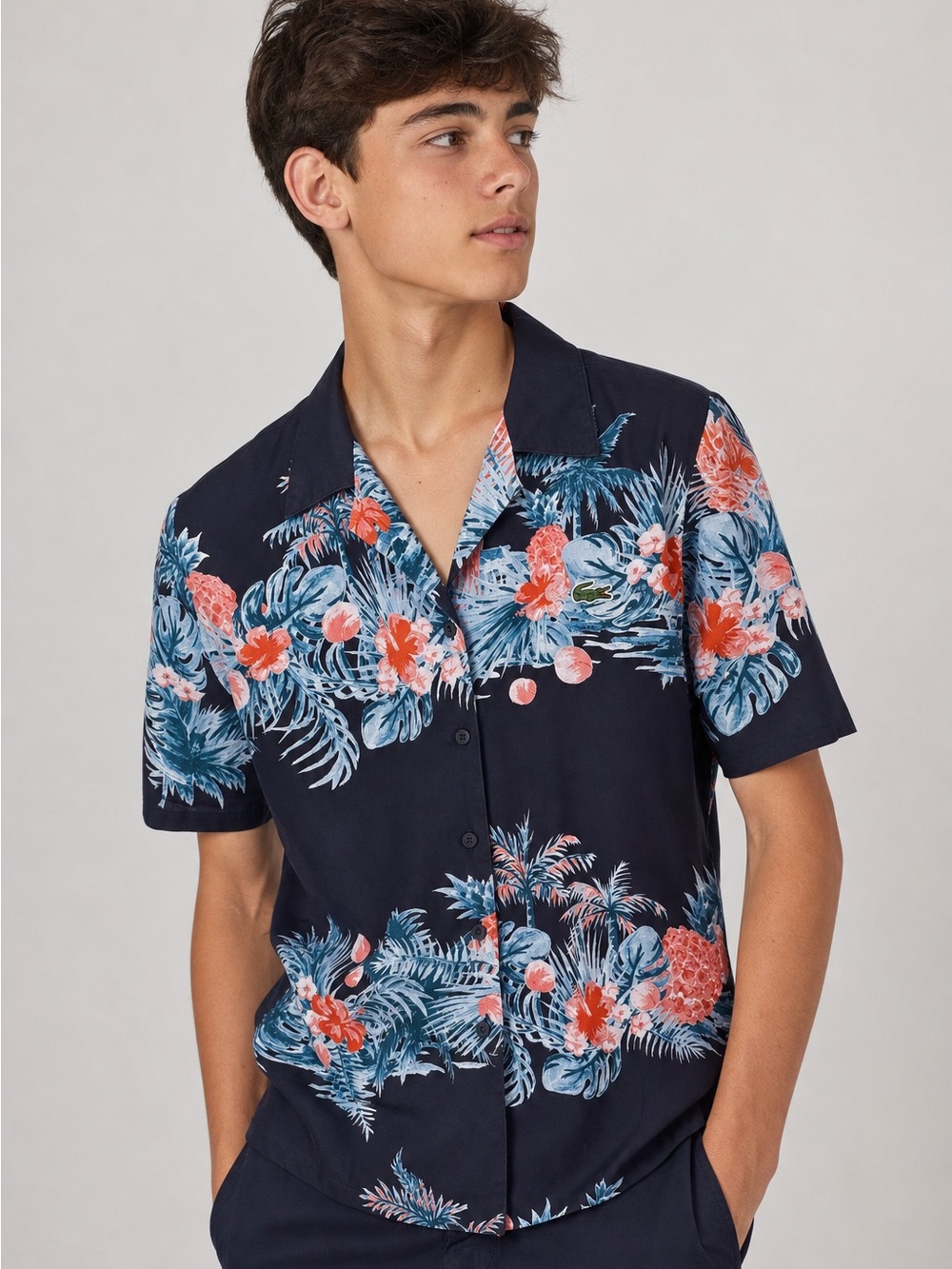 Men’s  shirt Lacoste Tropical Print Camp Collar Shirt, Size 36 (S)